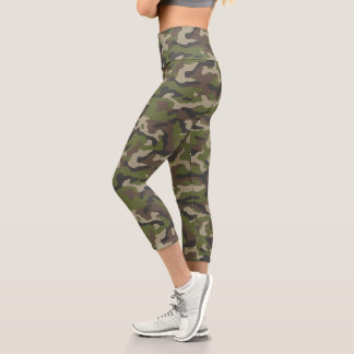 Leggings Capri Motif de camouflage vert