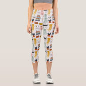 Leggings Capri Motif de chat à main mignon Doodle (Recto)