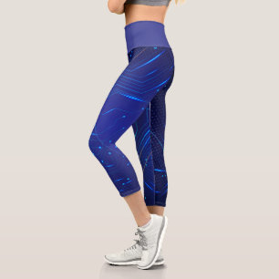 Leggings Capri Motif de circuit bleu et or