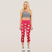 Leggings Capri Motif de coeur mignon Parties scintillant rouge bl (Recto)