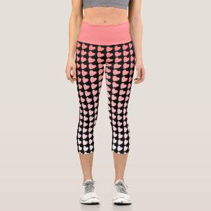 Leggings Capri Motif de coeur rose et noir Gradient Girly