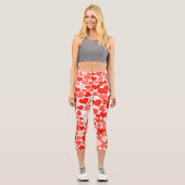 Leggings Capri Motif de coeur rouge moderne (Recto)
