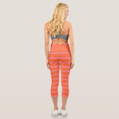 Leggings Capri Motif de conception Chevron Orange et Rose (Verso)