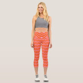 Leggings Capri Motif de conception Chevron Orange et Rose (Recto)