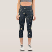 Leggings Capri Motif de constellation d'étoile d'or bleu minuit (Recto)