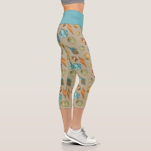Leggings Capri motif de coquillage carrelé (Droite)