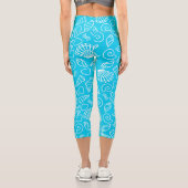 Leggings Capri Motif de coquillages sur Bleu Bleu (Verso)