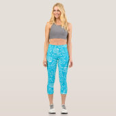 Leggings Capri Motif de coquillages sur Bleu Bleu (Recto)