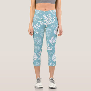 Leggings Capri Motif de corail, Sea Life High Waising Capris