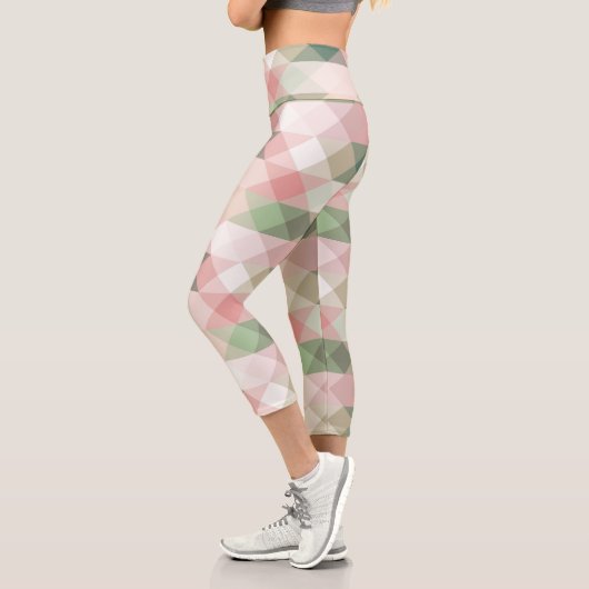 Leggings Capri motif de diamant géométrique pastel (Gauche)