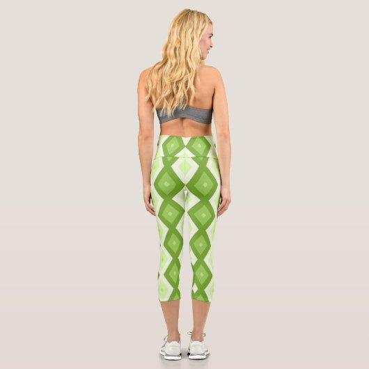 Leggings Capri Motif de diamant vert Chartreuse (Verso)