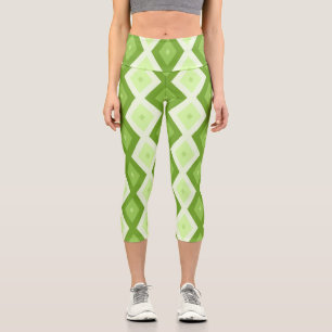 Leggings Capri Motif de diamant vert Chartreuse