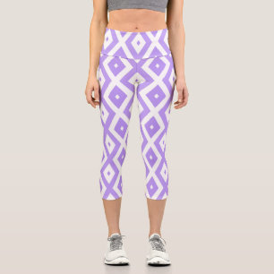 Leggings Capri Motif de diamants violet et blanc