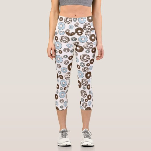 Leggings Capri Motif De Donuts, Donuts Bleus, Donuts Brown (Recto)