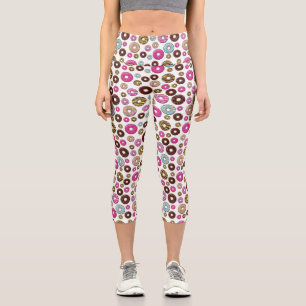 Leggings Capri Motif De Donuts, Donuts Colorés, Saupoudrages