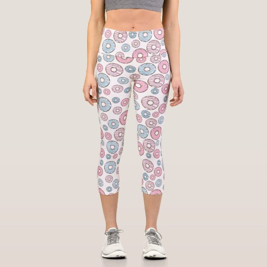 Leggings Capri Motif De Donuts, Donuts Roses, Donuts Bleus (Recto)