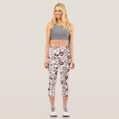 Leggings Capri Motif De Donuts, Donuts Roses, Donuts Brown (Recto)