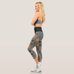 Leggings Capri Motif de doodle Halloween mignon pour Yoga
