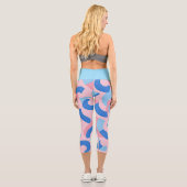 Leggings Capri Motif de doodle rose et bleu (Verso)