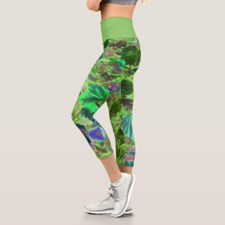 Leggings Capri Motif de feuillage de la nature Vert