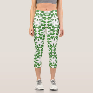 Leggings Capri Motif de feuille, motif de feuilles, feuilles vert