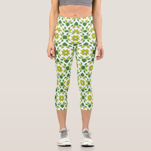 Leggings Capri Motif de feuille, motif de feuilles, feuilles vert