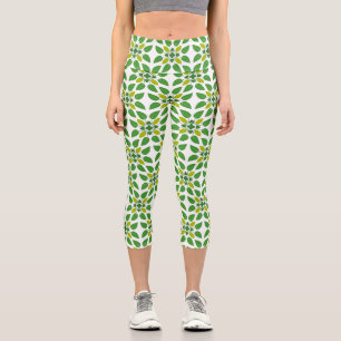 Leggings Capri Motif de feuille, motif de feuilles, feuilles vert