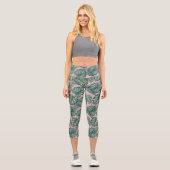 Leggings Capri Motif de feuille tropicale (Recto)