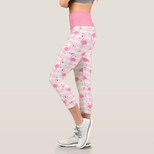 Leggings Capri Motif de Flamant rose rose (Gauche)