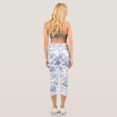 Leggings Capri Motif de fleurs bleues (Verso)