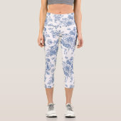 Leggings Capri Motif de fleurs bleues (Recto)