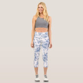 Leggings Capri Motif de fleurs bleues (Recto)