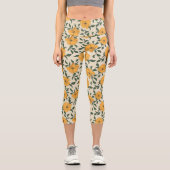 Leggings Capri Motif de fleurs de crapaud orange (Recto)