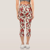 Leggings Capri Motif de fleurs rouges (Verso)