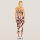 Leggings Capri Motif de fleurs rouges (Verso)