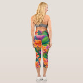 Leggings Capri Motif de fleurs tropicales hawaïennes (Verso)