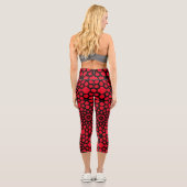 Leggings Capri Motif de flocon de neige rouge et noir (Verso)