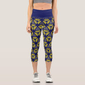 Leggings Capri Motif de formes géométriques Abstraites Jaune Bleu (Recto)