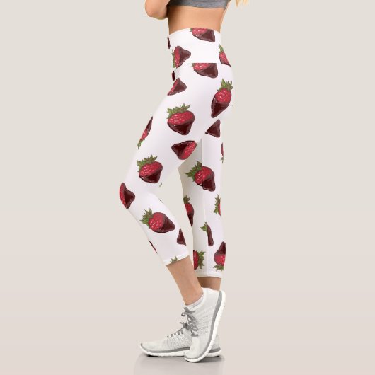 Leggings Capri Motif de fraises couvertes de chocolat (Gauche)