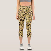 Leggings Capri Motif de girafe noir et or (Recto)