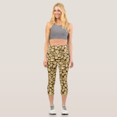 Leggings Capri Motif de girafe noir et or (Recto)