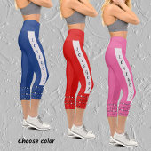 Leggings Capri Motif de golf moderne chic texte rouge