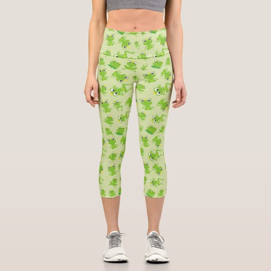 Leggings Capri Motif de grenouille, Grenouilles mignonnes, Grenou (Recto)
