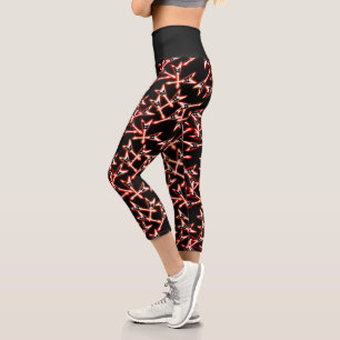 Leggings Capri Motif de guitare électrique en métal lourd rouge e