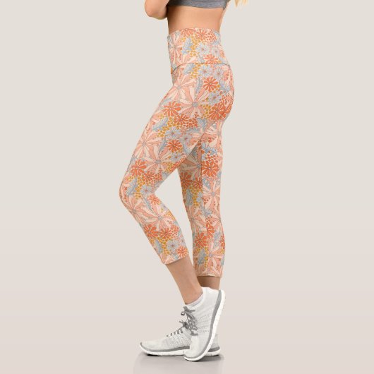 Leggings Capri Motif de jardin à fleurs rétro (Gauche)
