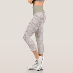 Leggings Capri Motif de la marguerite séquoise-verte Capris haute