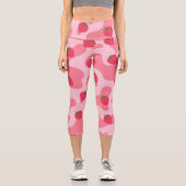 Leggings Capri motif de la vache à fraise kawaii (Recto)
