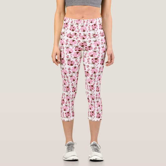 Leggings Capri Motif De Ladybugs, Mignons Ladybugs, Pink Ladybugs (Recto)