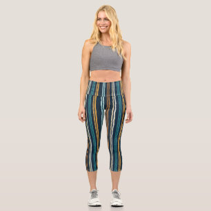 Leggings Capri Motif de lignes verticales abstraites