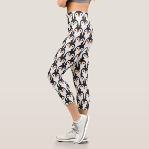 Leggings Capri Motif de manchot moderne noir et blanc